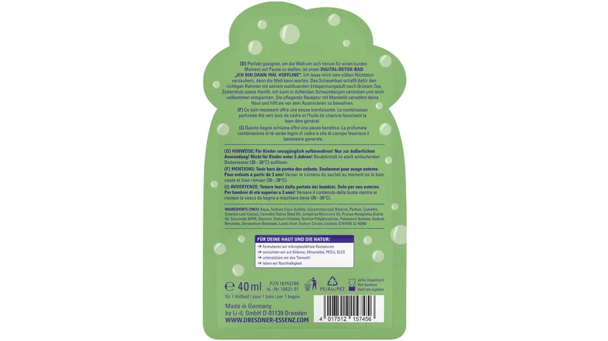 Dresdner Essenz Aroma-Schaumbad Digital Detox 40 ml
