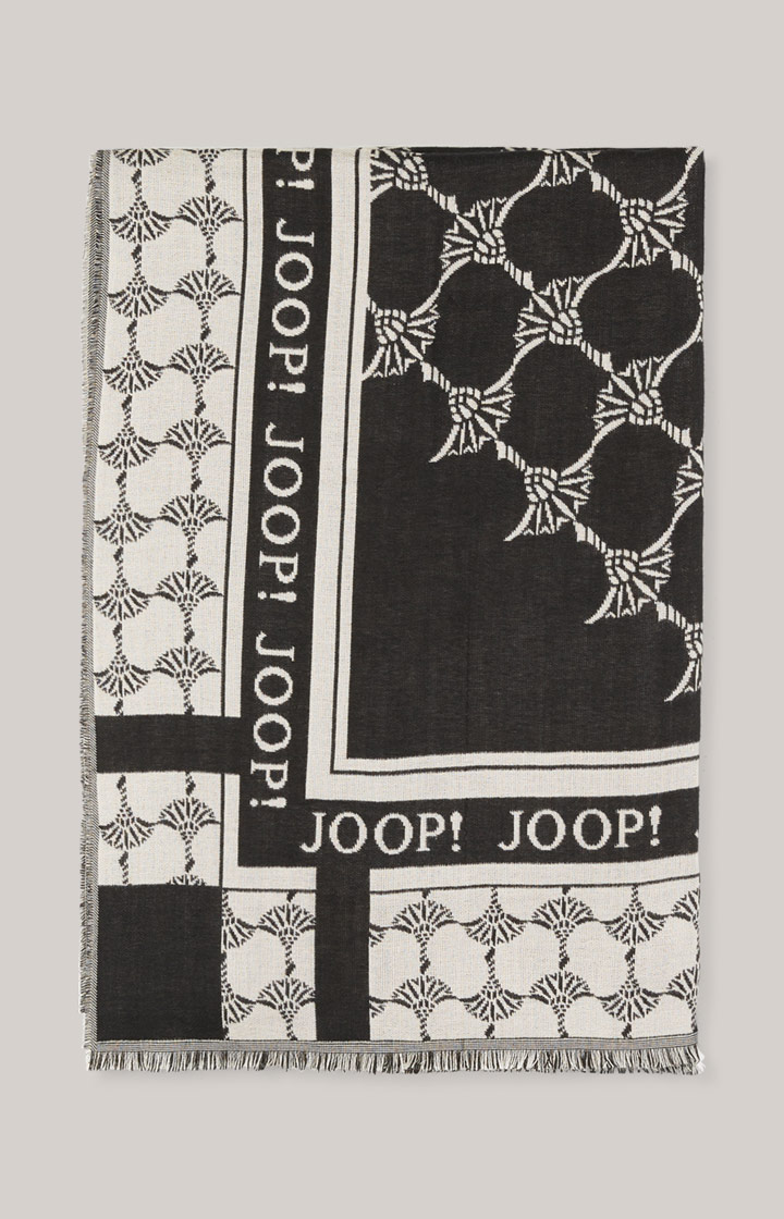 Jacquard-Schal in Schwarz/Beige