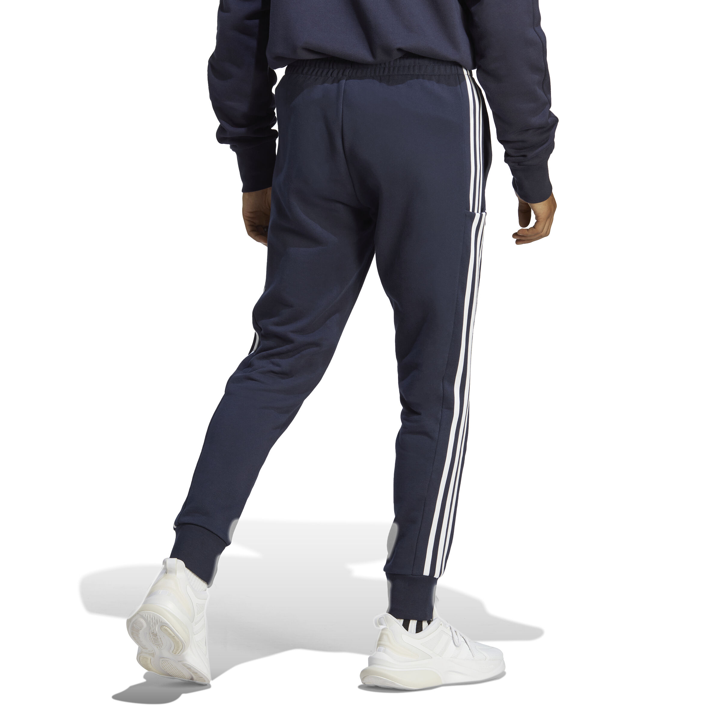 Essentials French Terry Tapered Cuff 3-Stripes Trainingshose Herren - Dunkelblau, Weiß