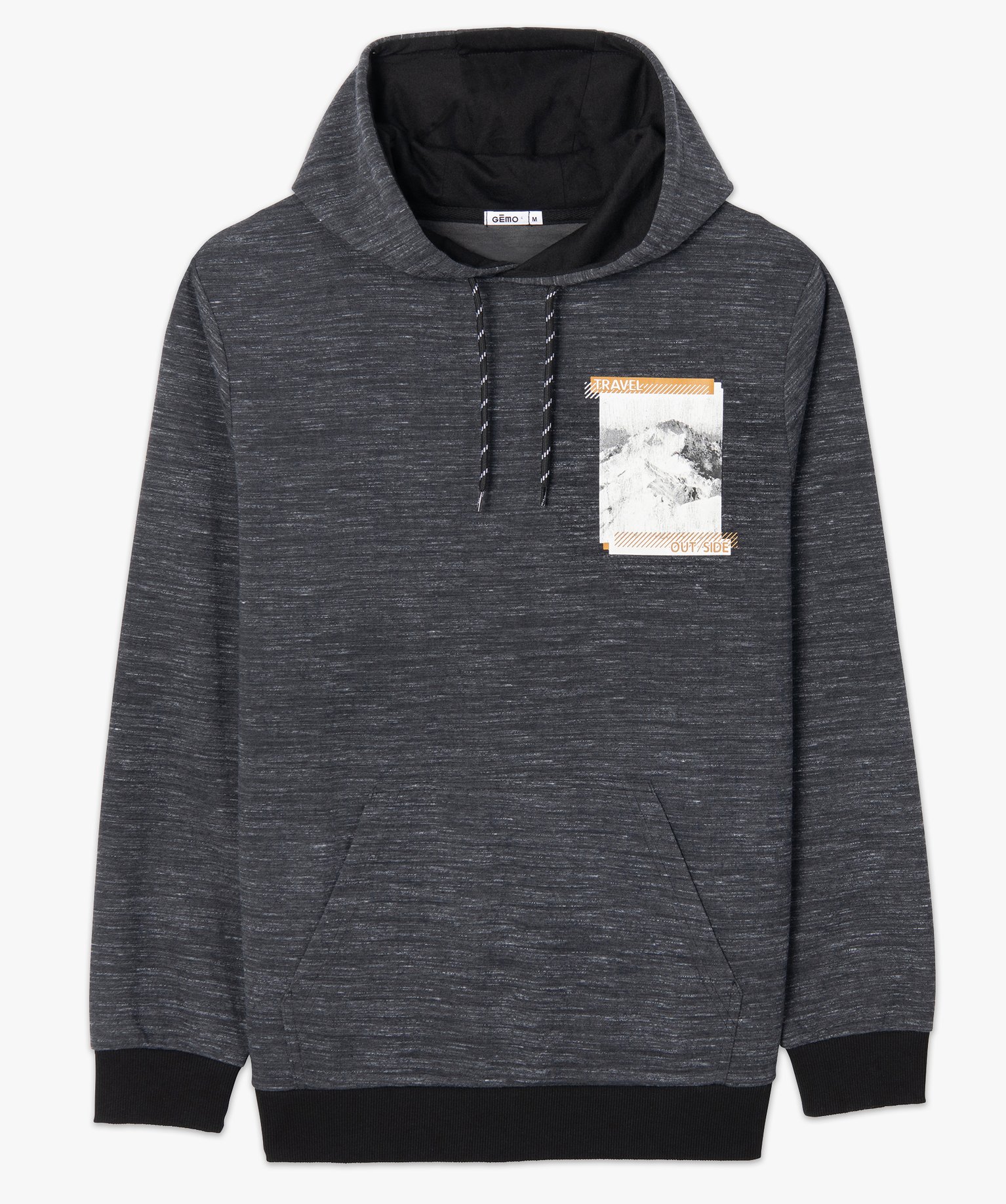 Sweat homme à capuche aspect chiné gris | GEMO