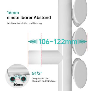 EMKE Badheizkörper Rohrheizkörper Oval Röhren Handtuchtrockner Badheizkörper, Handtuchwärmer Vertikal Seitenanschlussfür Wasser