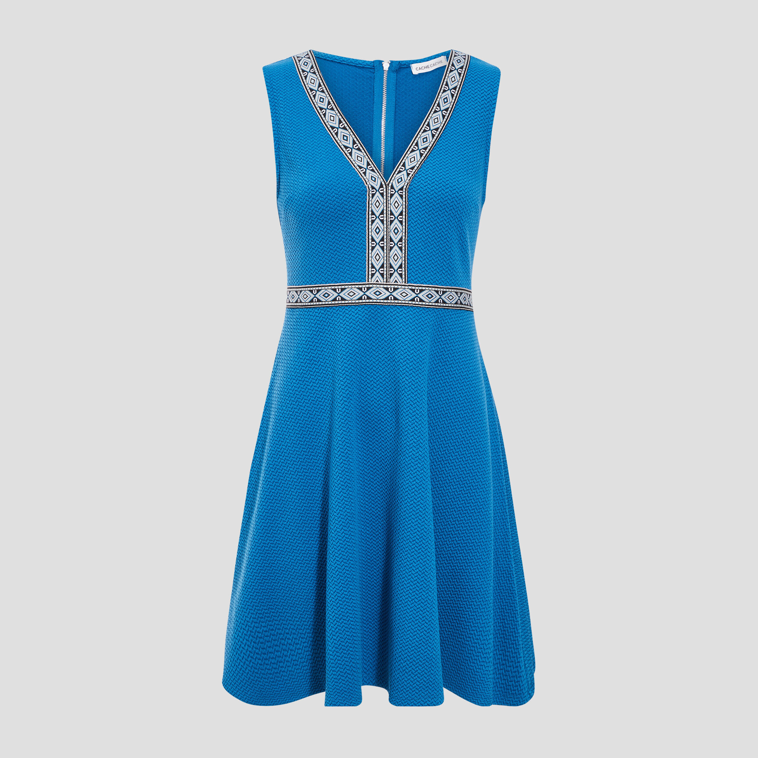 Robe évasée sans manches bleu femme | Cache Cache