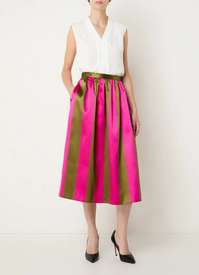 Jupe midi en satin LKBennett Olsen avec poches latérales