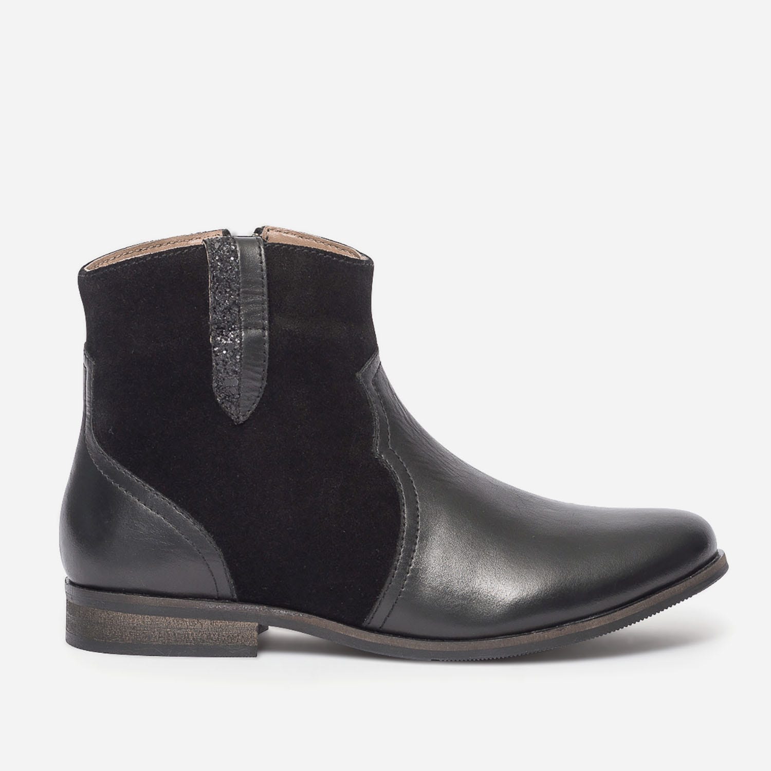Boots en cuir noir fille