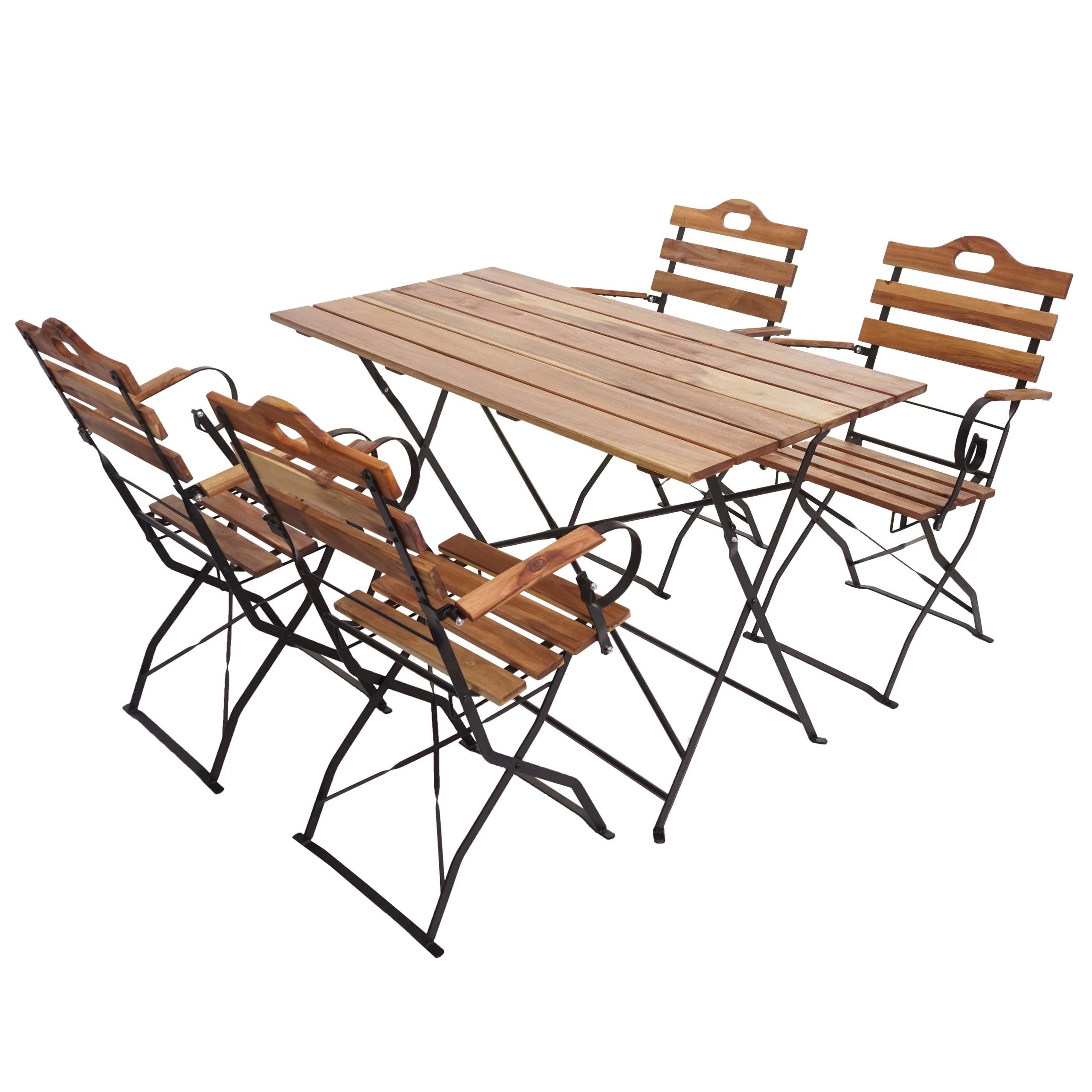 MCW Bierzeltgarnitur MCW-J40-Set, (5-tlg), Garten, Gastroqualität, Zusammenklappbar