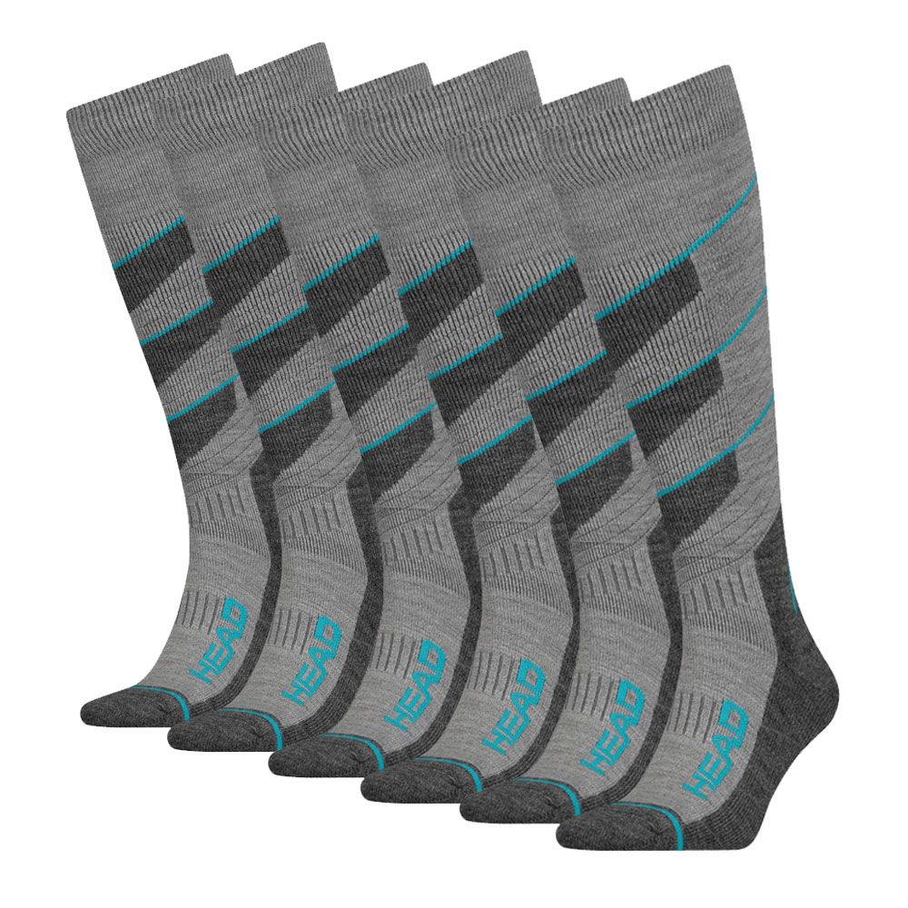 HEAD V-Shape 6er-pack Grau/Blau Unisex kniehohe Ski-Socken