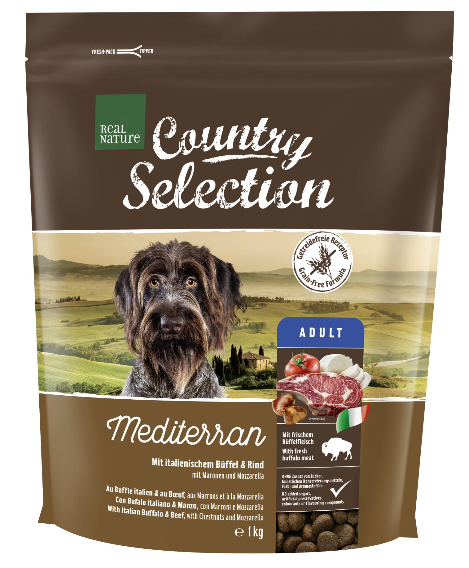 REAL NATURE Hundetrockenfutter REAL NATURE Country Selection Mediterran Büffel & Rind 1 kg