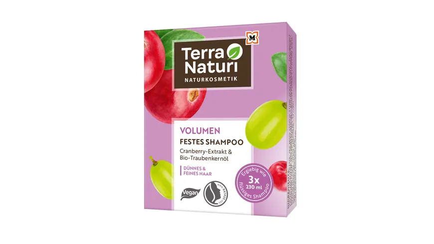 Terra Naturi Volumen Festes Shampoo Cranberry-Extrakt & Bio-Traubenkernöl 60 g