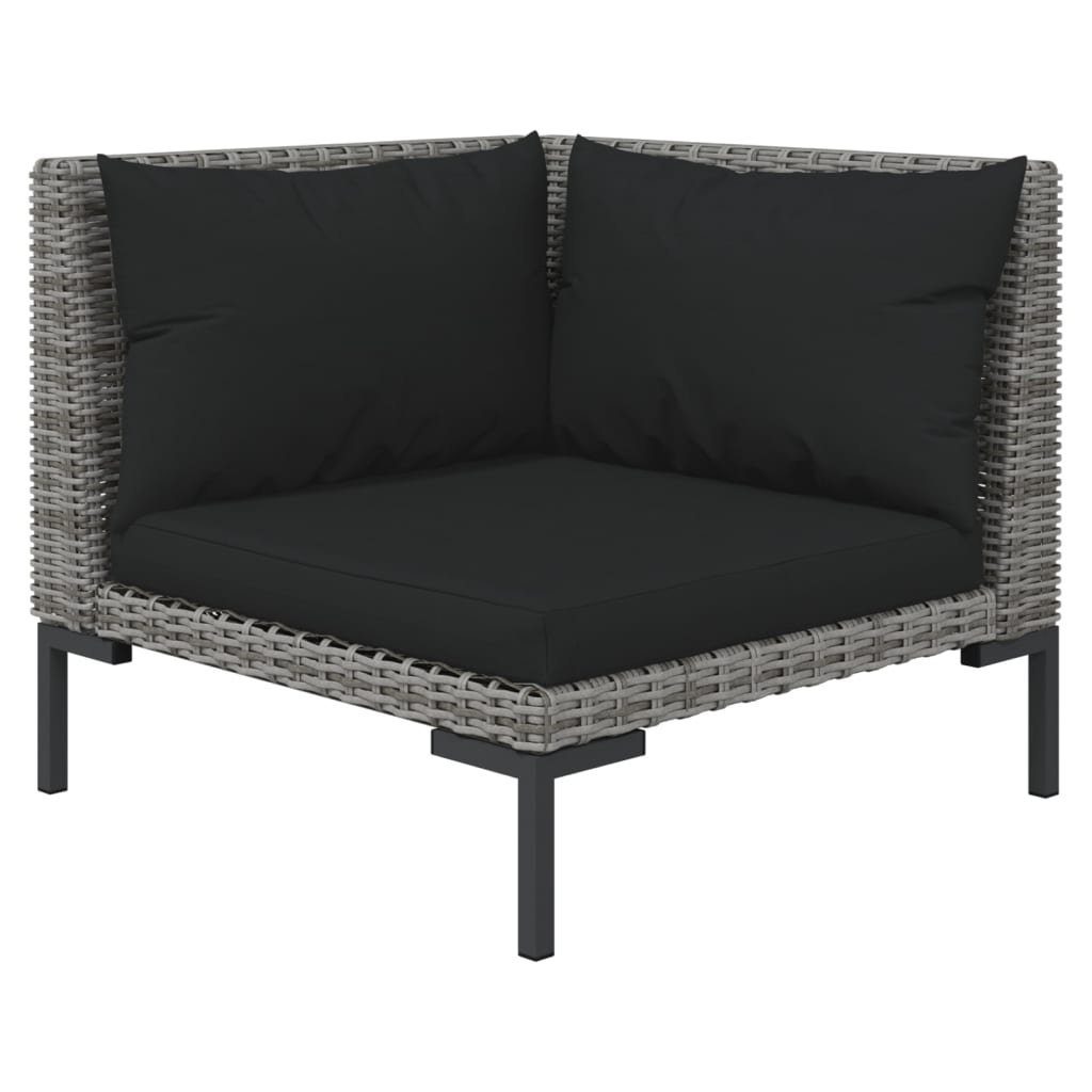 vidaXL Gartenlounge-Set 5-tlg. Garten-Lounge-Set mit Auflagen Poly Rattan Dunkelgrau, (1-tlg)
