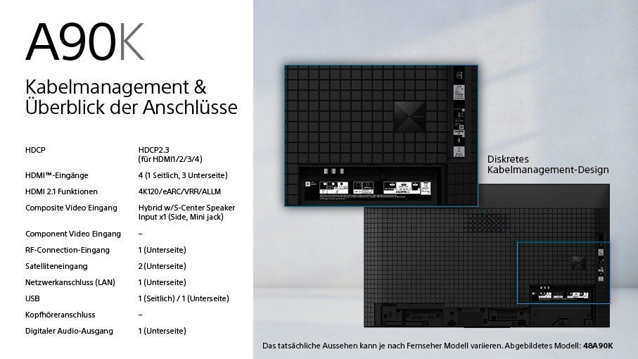 Sony XR-48A90K OLED-Fernseher (121 cm/48 Zoll, 4K Ultra HD, Google TV, Smart-TV, BRAVIA CORE, Perfekt für Playstation 5)
