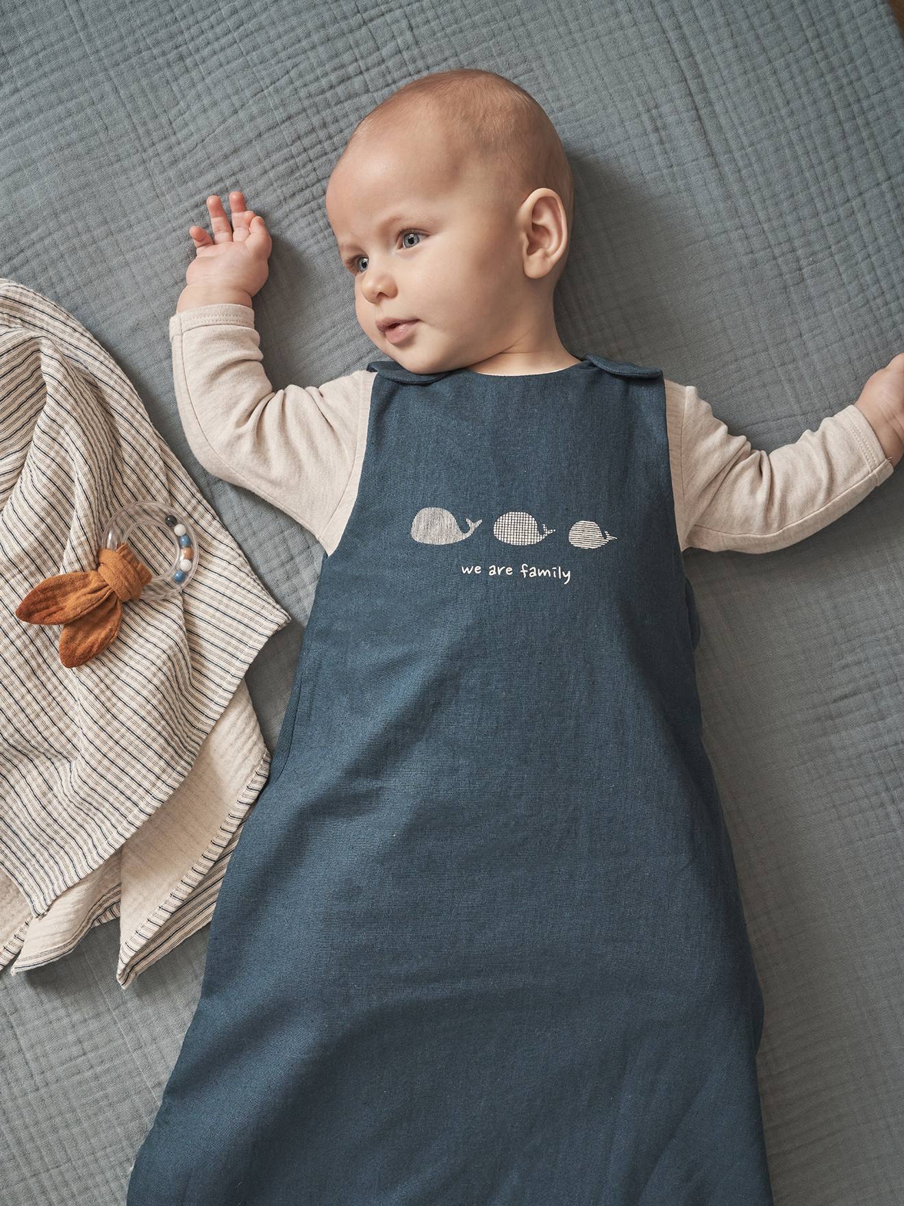 Vertbaudet Ärmelloser Baby Sommerschlafsack NAVY SEA Oeko-Tex - indigo-blau