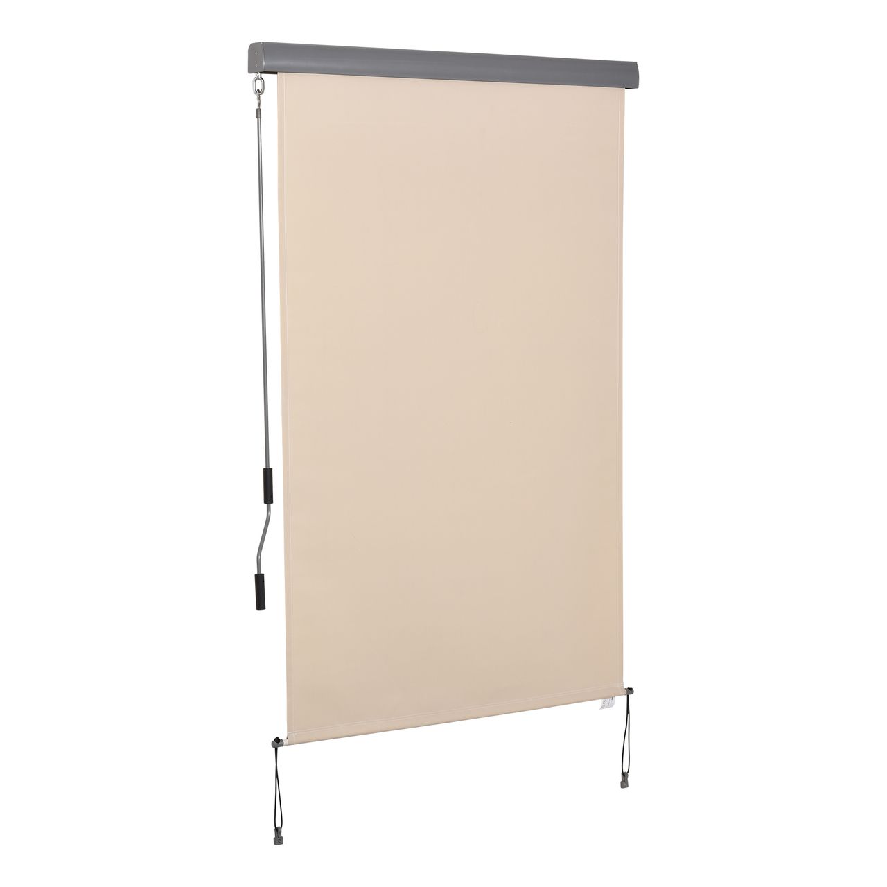 Outsunny Senkrechtmarkise Balkonmarkise Vertikalmarkise Windschutz Seitenrollo Sichtschutz mit Handkurbel Polyester Aluminium Cremeweiß 120 x 200 cm
