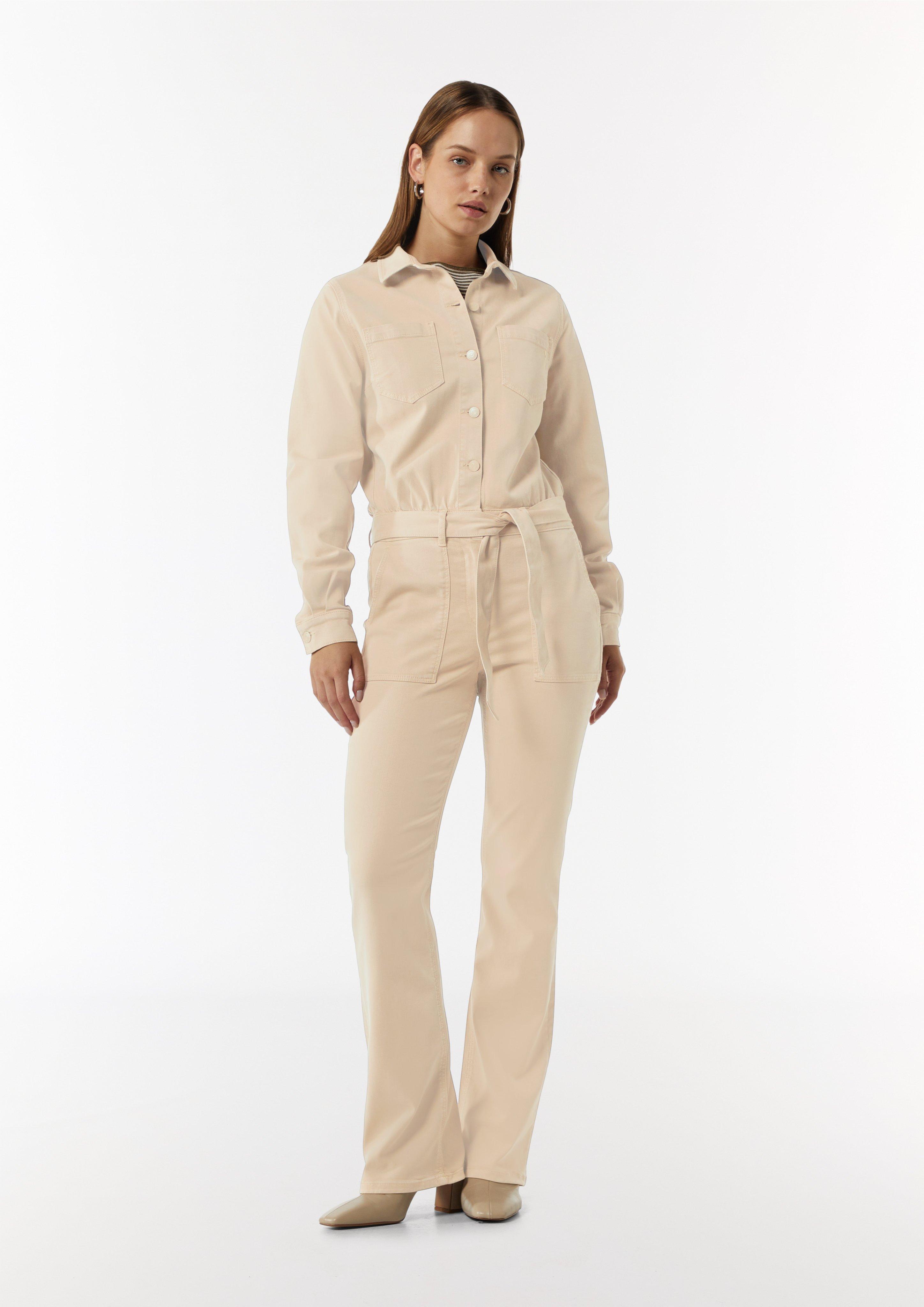 Jumpsuit mit Flared Leg aus Lyocellmix - sandstein