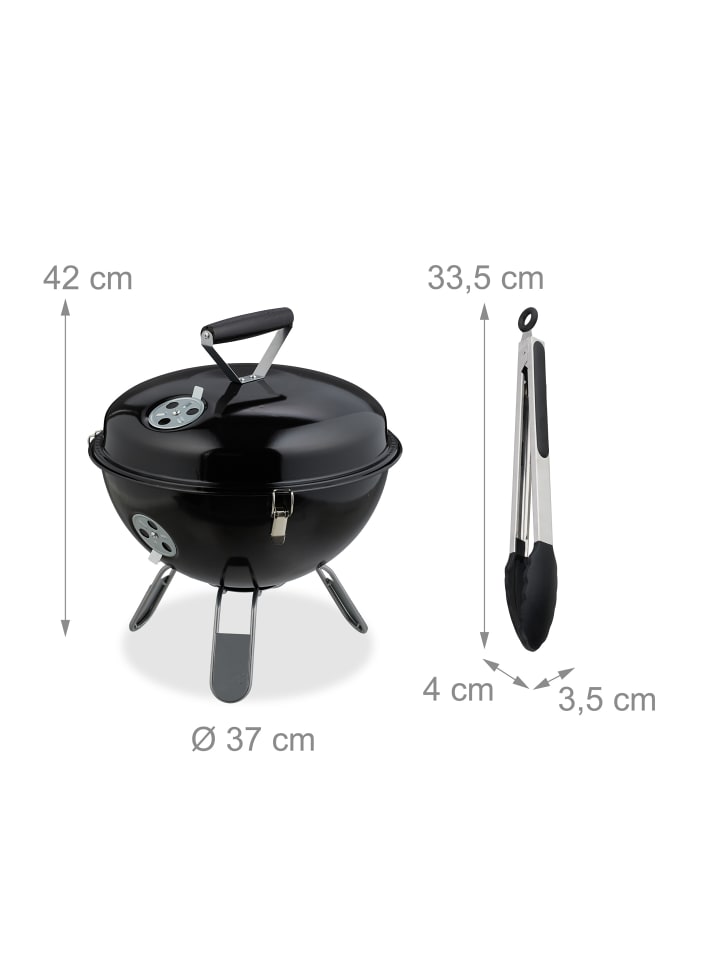 relaxdays Kugelgrill in Schwarz - Ø 37 cm günstig kaufen onesize