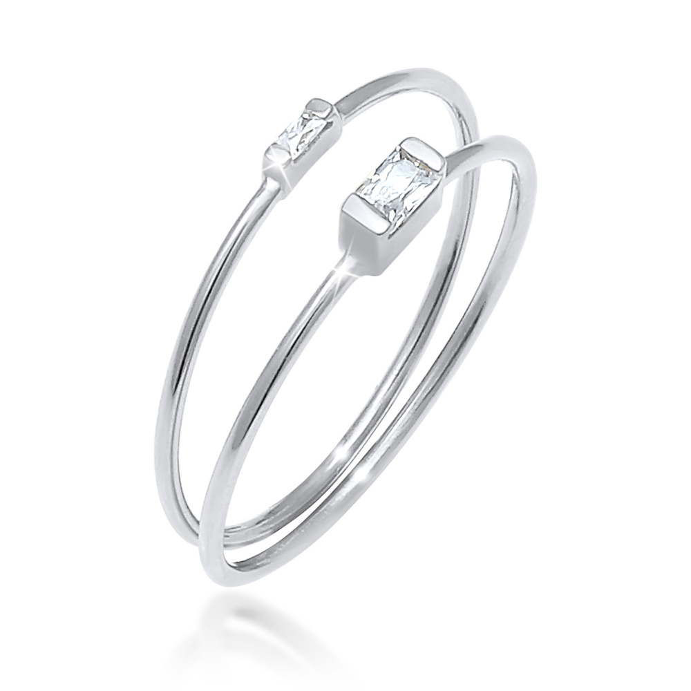 Elli Elli Bague Bague à empiler pour dames en filigrane minimal avec pierres de zircon Bague