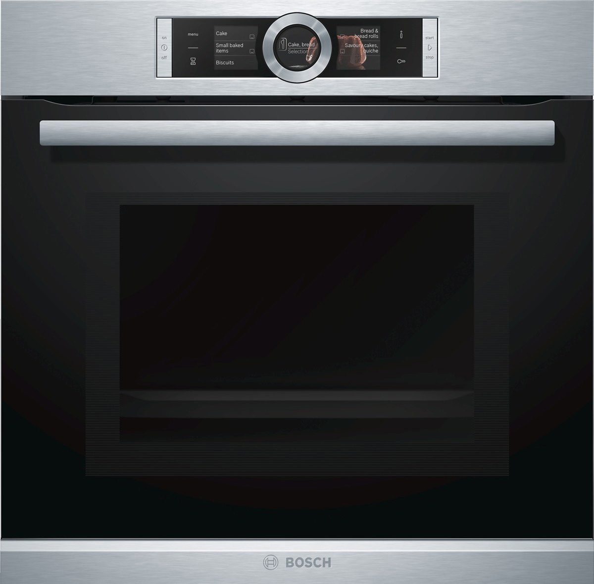 BOSCH Backofen mit Mikrowelle Serie 8 HMG6764S1, mit Vollauszug, Pyrolyse-Selbstreinigung, mit 4D Heißluft