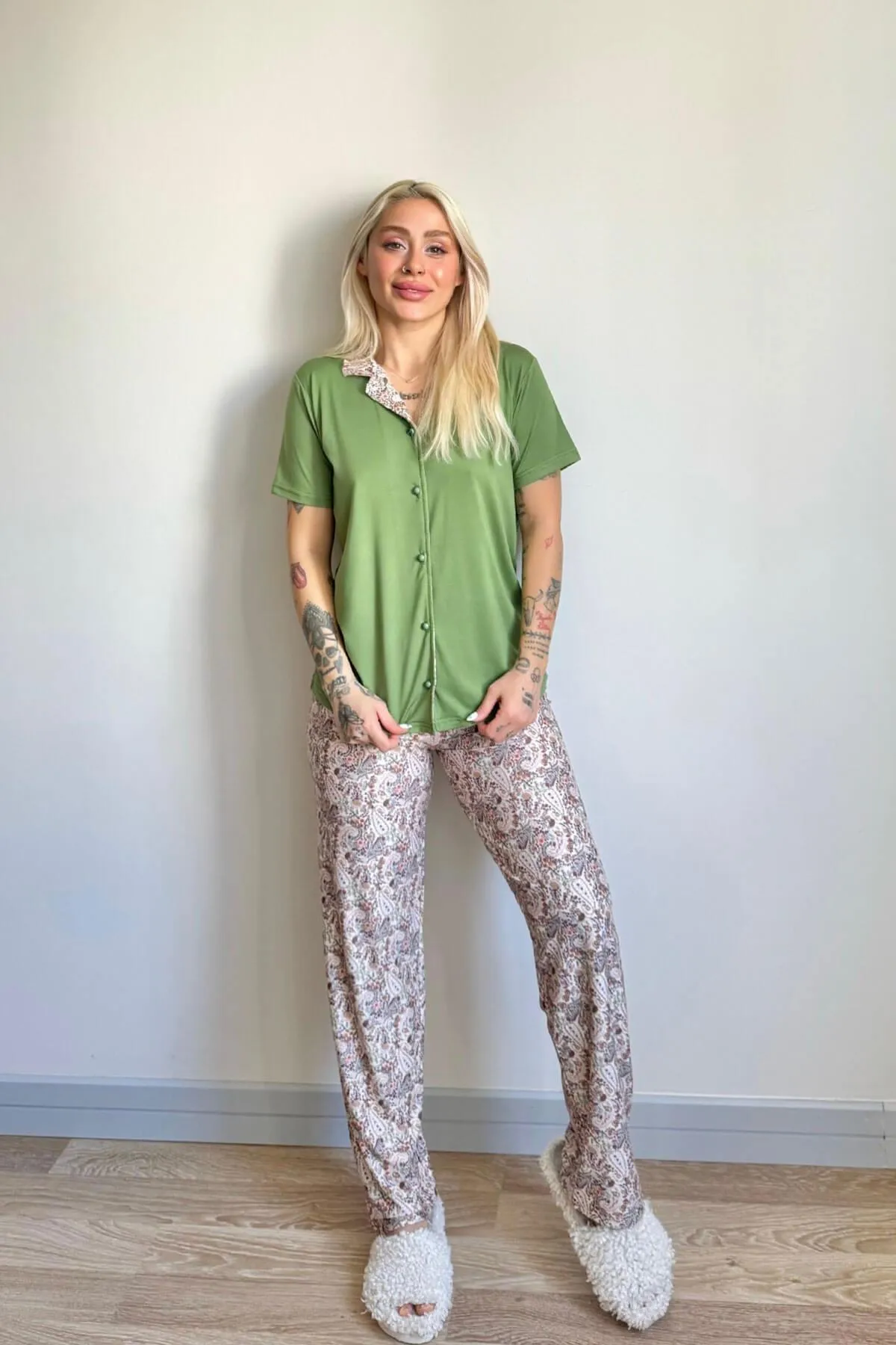 Pijamaevi  Pyjama set - Grün - Unifarben