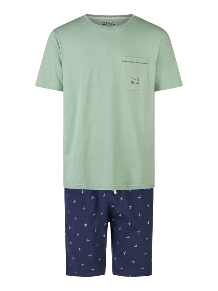 Phil & Co. Berlin  Pyjama Shorty in grün-marine günstig kaufen
