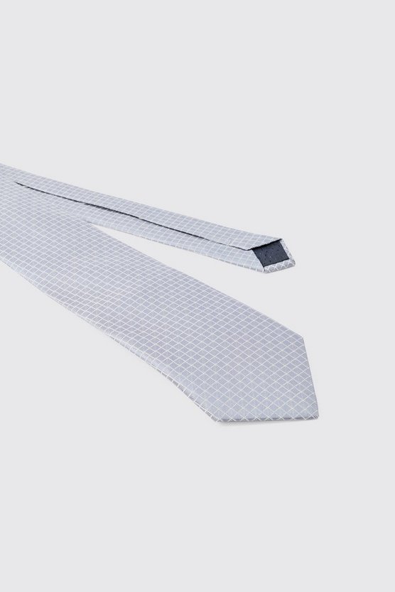 Slim Satin Tie In Light Grey