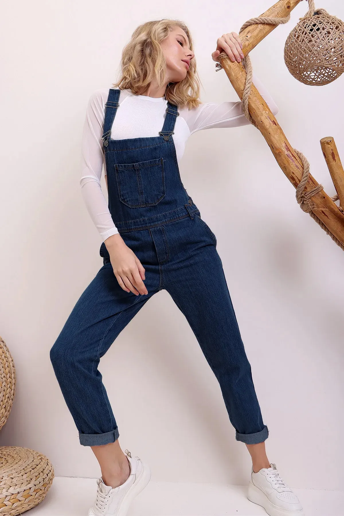 Trend Alaçatı Stili  Latzhose - Blau - Regular Fit