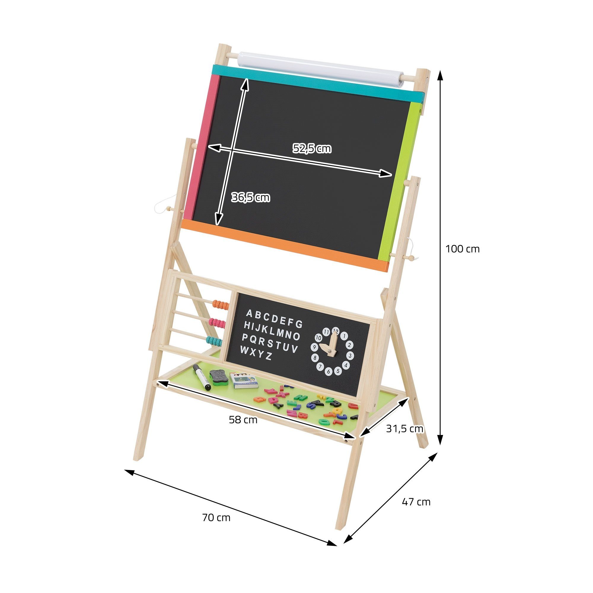 Joyz Tafel 3 in 1 Kindertafel zum Spielen 70x47x100 cm Natur/Schwarz aus Holz