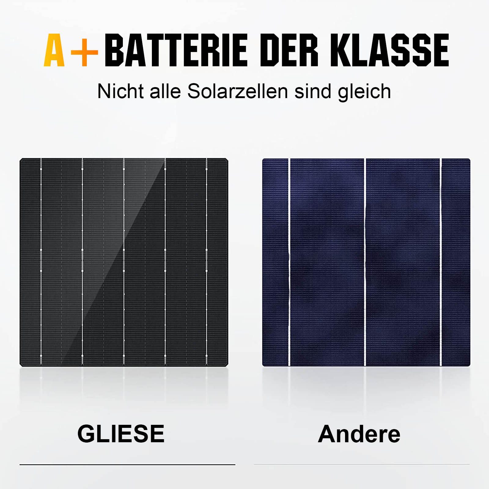 GLIESE Solarmodul 100W Solarmodul, 100,00 W, Monokristallin, (Set, 3 Stücke Solarmodul), Hoher Wirkungsgrad in Kombination mit geringem gewicht