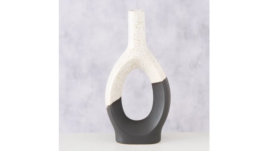 Boltze Vase Uniqua Grau, Schwarz, Weiß
