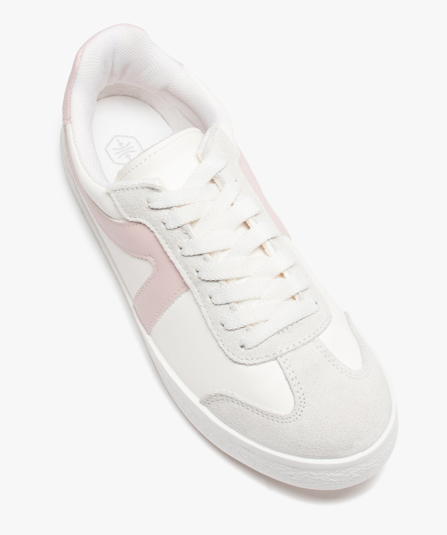 Baskets femme unies et à lacets bandes contrastées blanc | GEMO