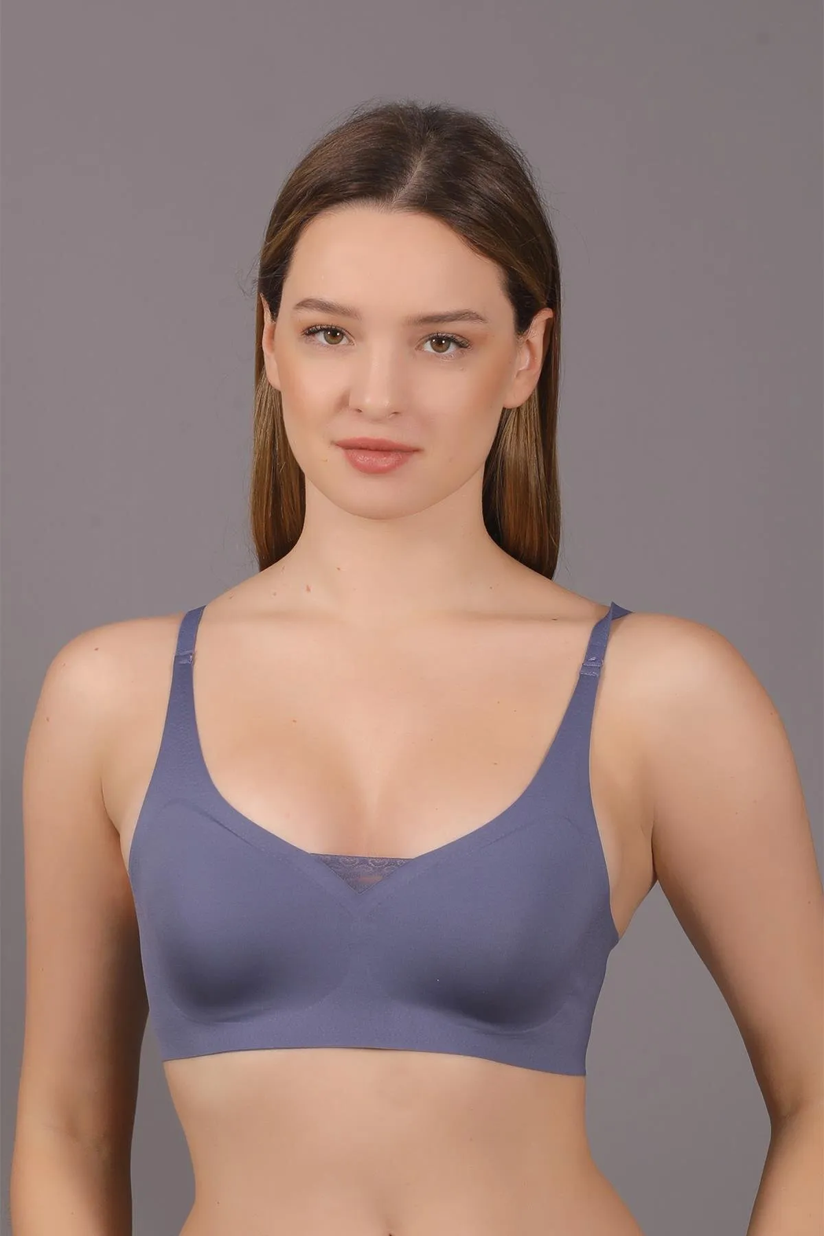 C&City  Bügelloser, nahtloser, gepolsterter BH mit herausnehmbarem Laser, C26110 Indigo