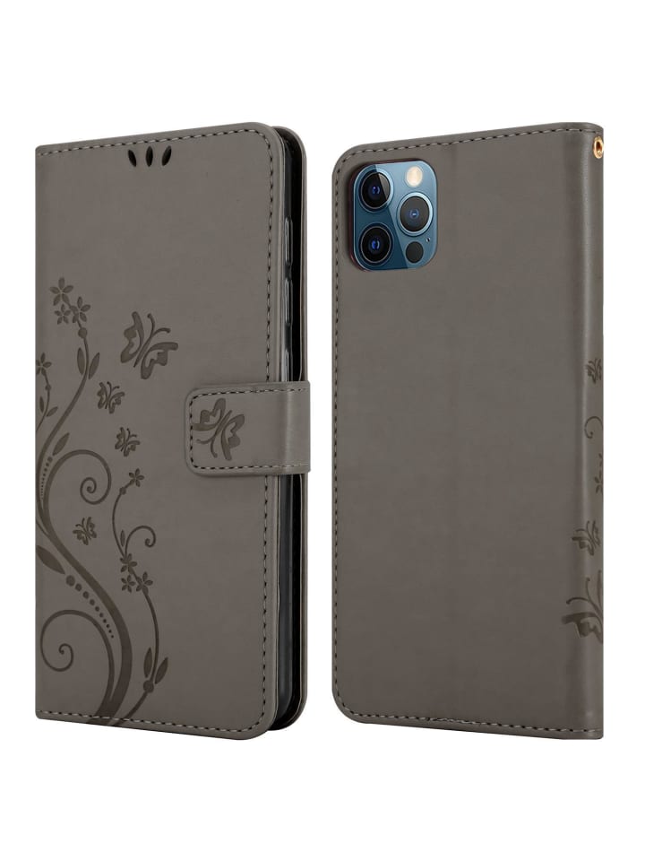 cadorabo Hülle für Apple iPhone 13 Blumen Design in FLORAL GRAU günstig kaufen onesize