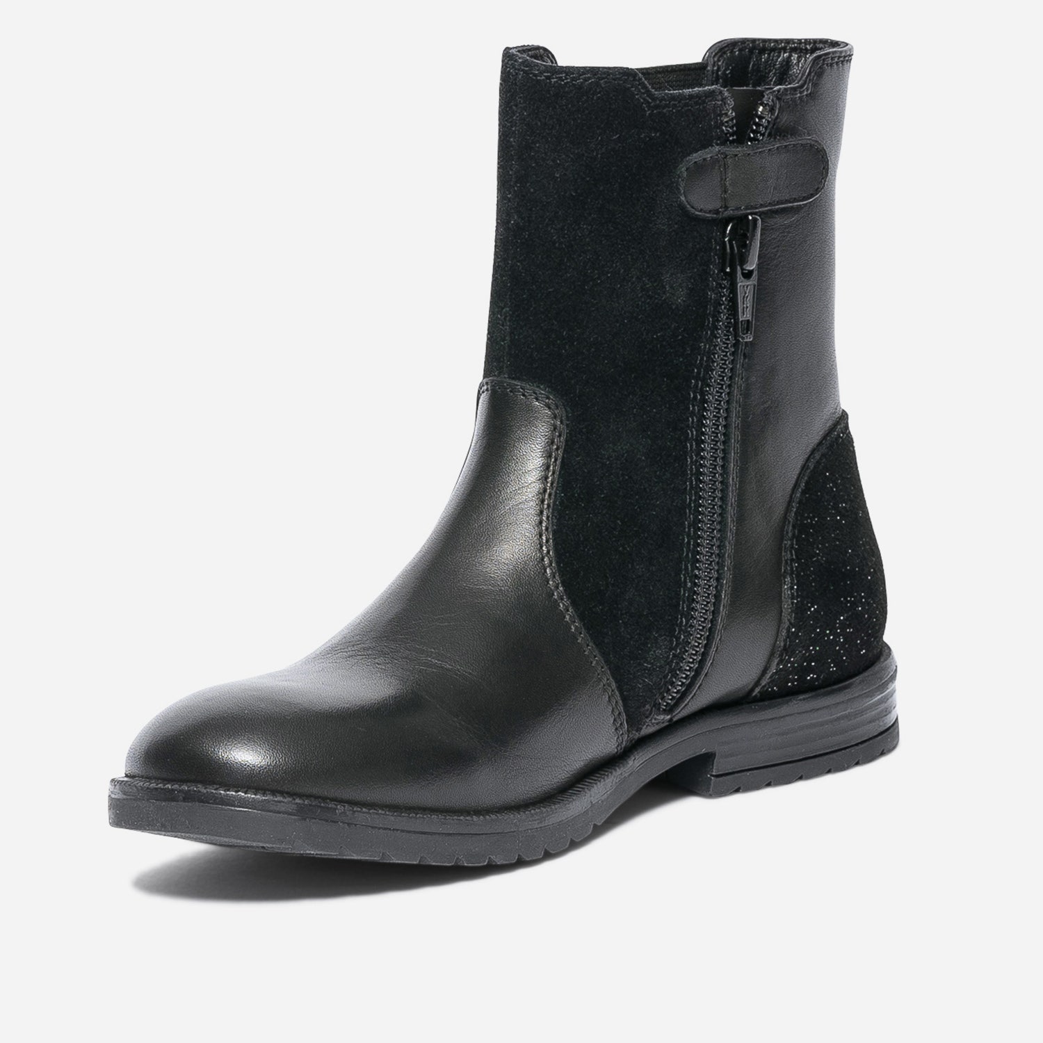 Boots noir en cuir et cuir velours