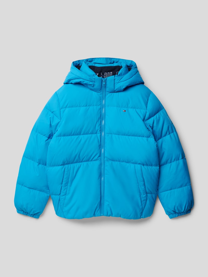 Steppjacke mit Label-Stitching Modell 'ESSENTIAL' in aqua blau
