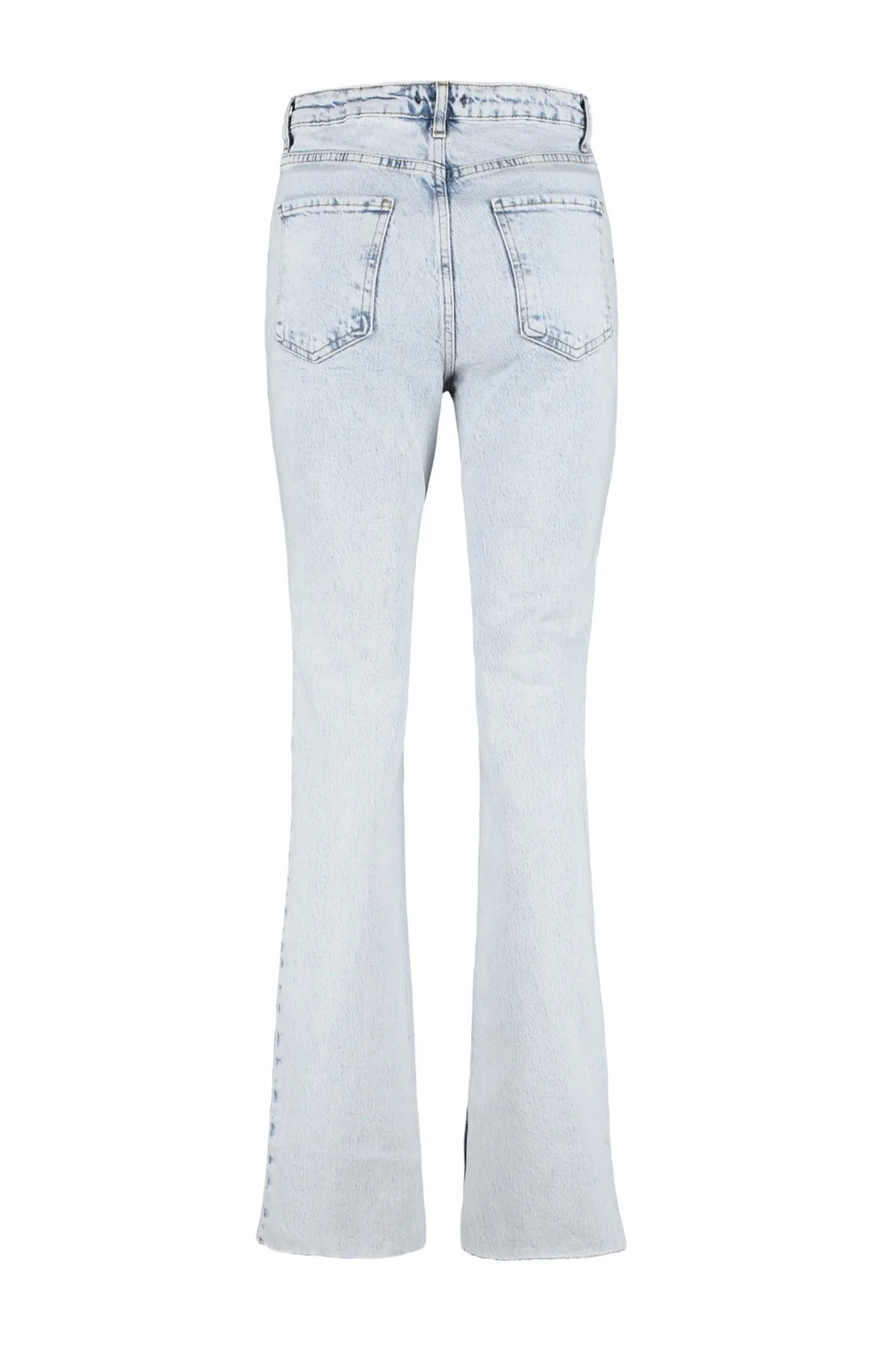 Trendyol Collection  Blaue Schlagjeans mit Schlitz und hoher Taille TWOAW22JE0382