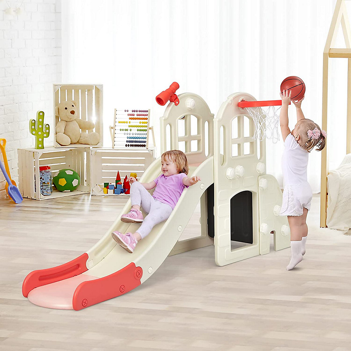 Rutsche 6 in 1 mit Basketballkorb & Teleskop