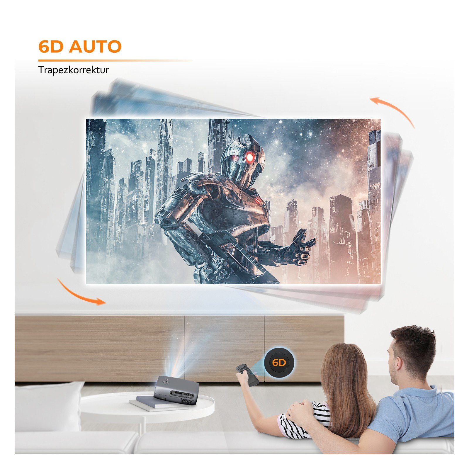 Sinaopus HD Projektor, 5G WiFi Bluetooth Beamer 4K LED-Beamer (1920x1080 px, Full HD)