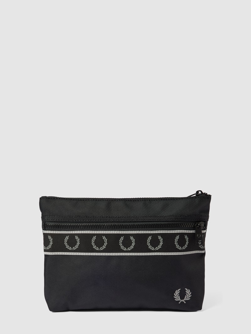 Kulturtasche mit Label-Details in schwarz