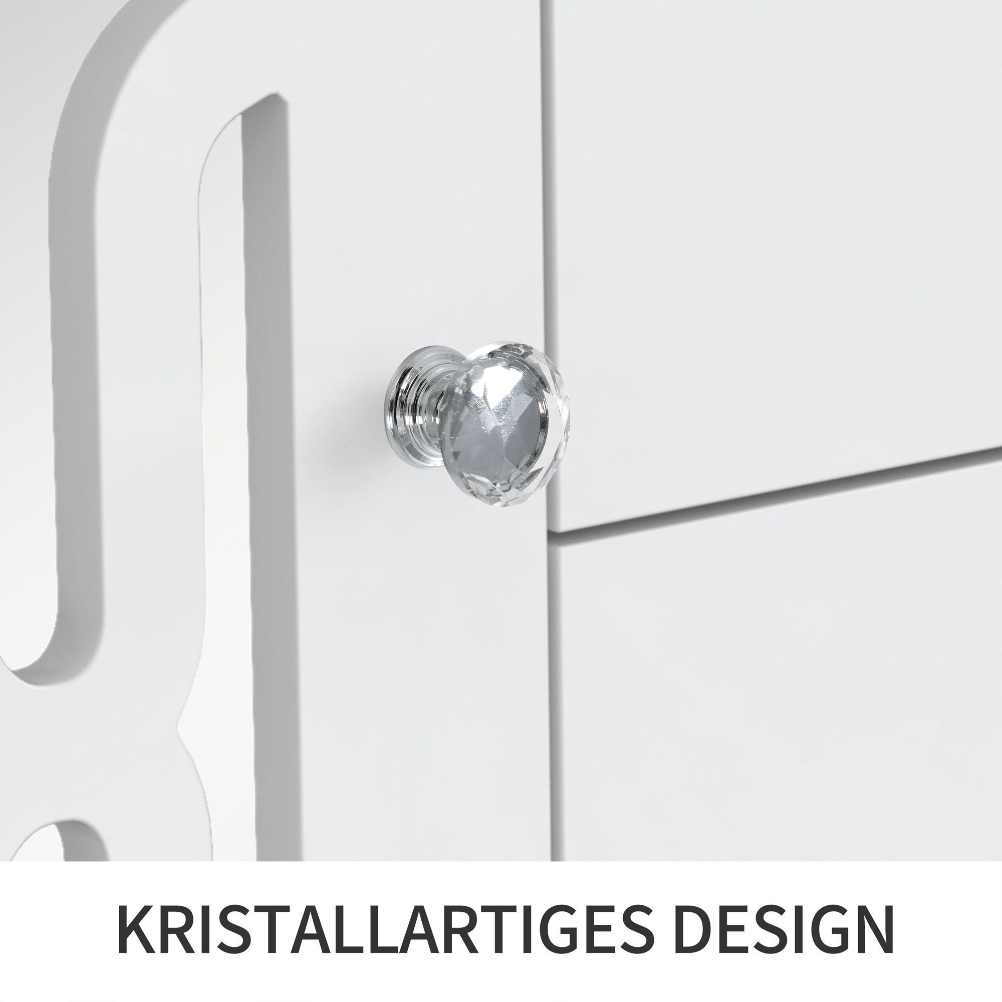 Merax Sideboard mit Spiegelelementen und geometrischem Trellis-Muster, Kommode mit vier Schubladen und Spiegelfront, Anrichte, Breite:148cm