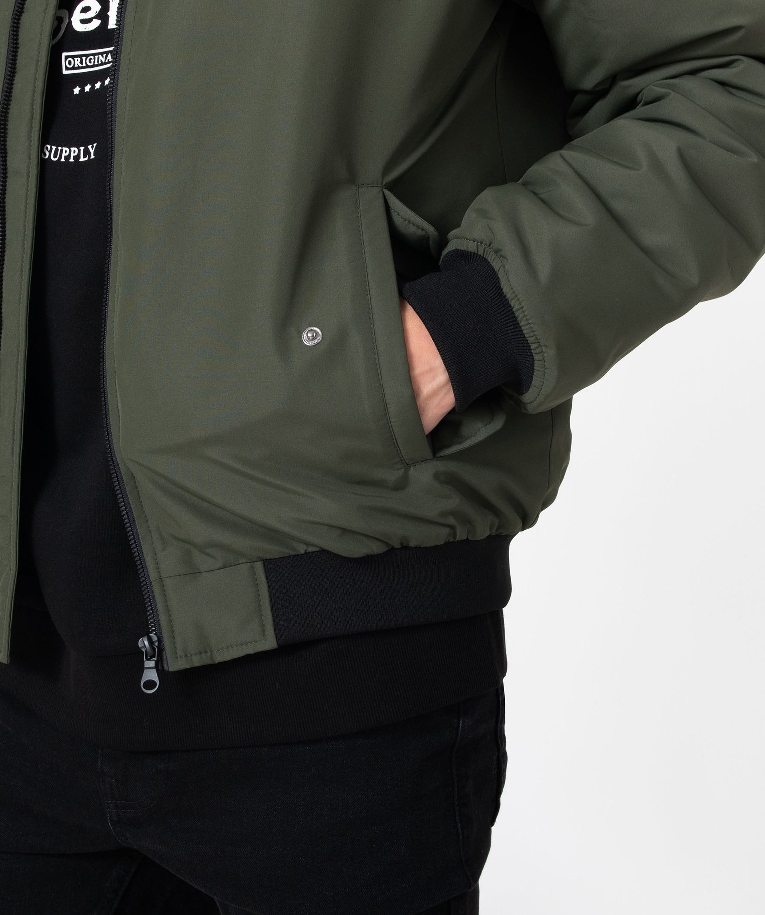 Blouson zippé style bomber homme kaki | GEMO