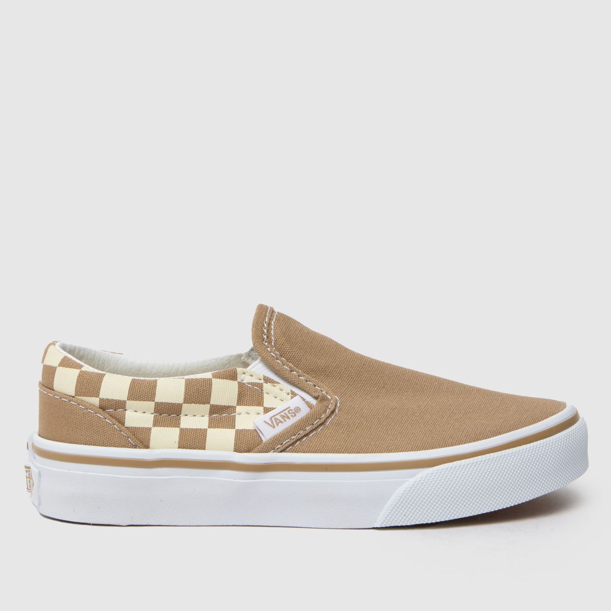 Vans vita och beige klassiska slip-on juniorsneakers