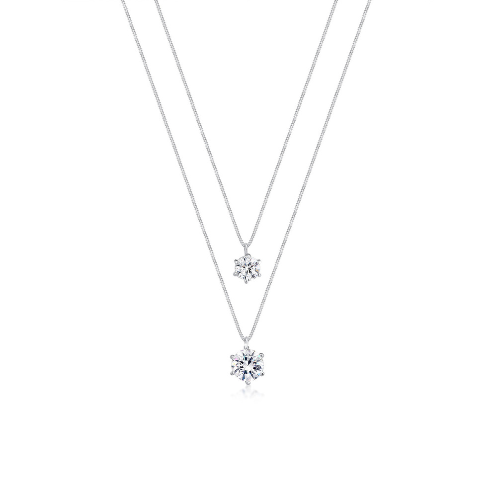 Elli Elli Collier Femmes Char Solitaire Basique Couches Look Tendance avec Cristaux en collier