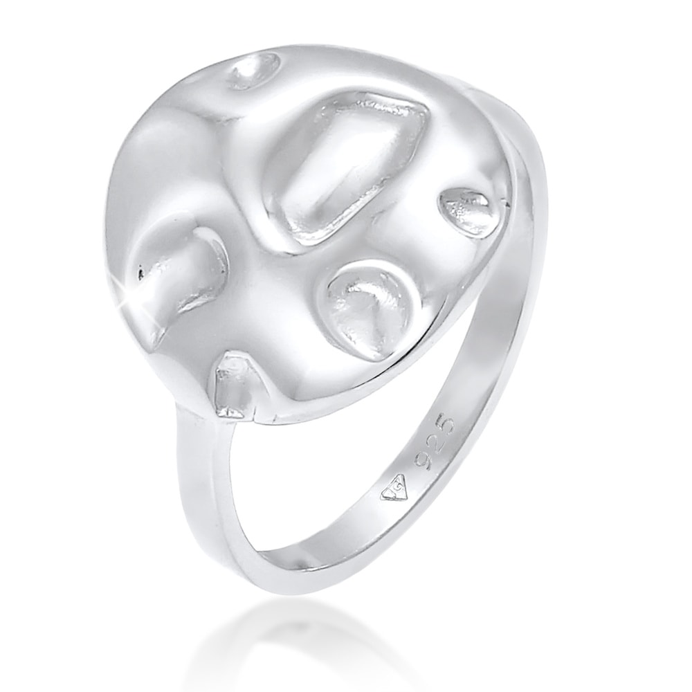 Elli Elli Bague Plättchen Coin Rund Struktur Geo 925 Silber Bague