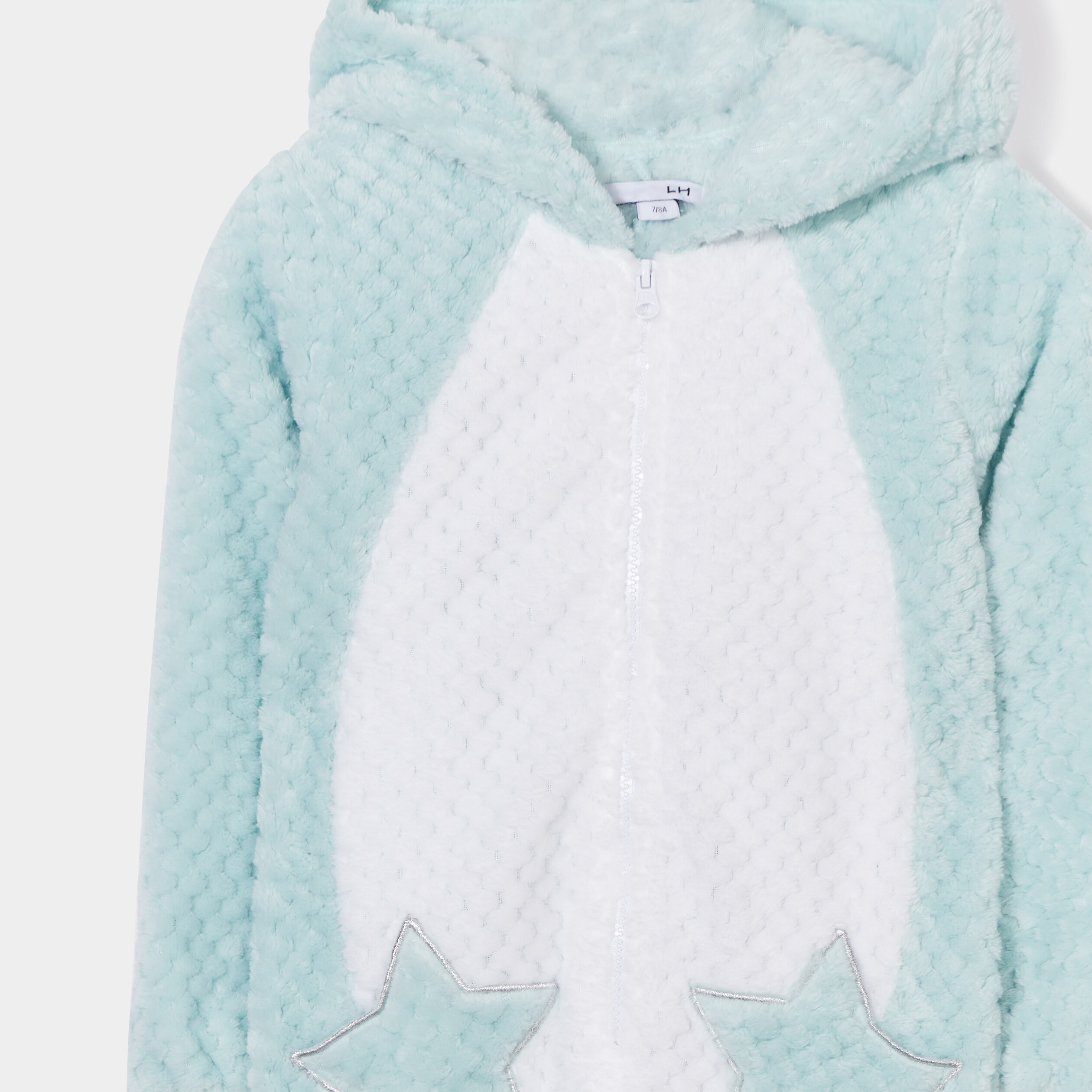 Combinaison pyjama pilou à capuche bleu gris fille | La Halle
