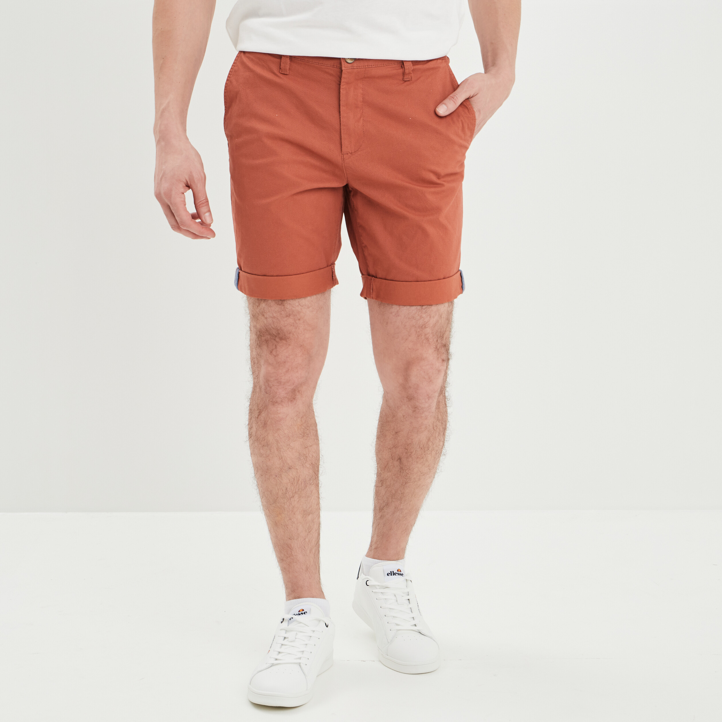 Bermuda chino droit Creeks terracotta homme | La Halle