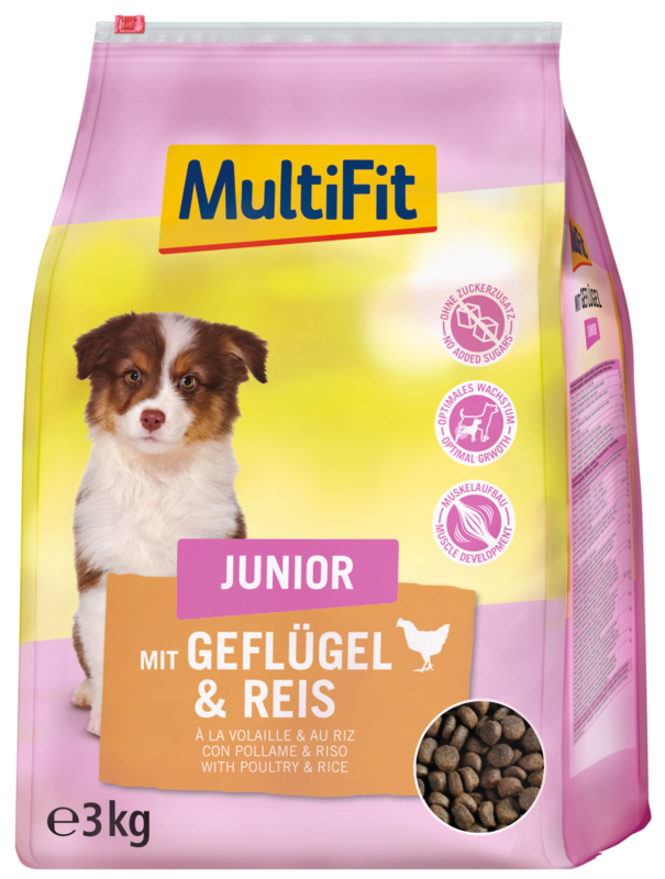 MultiFit Hundetrockenfutter MultiFit Junior mit Geflügel & Reis 3 kg