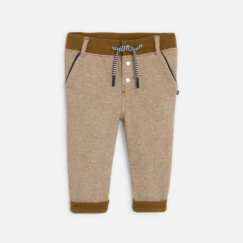 Pantalon molleton maille fantaisie marron bébé garçon