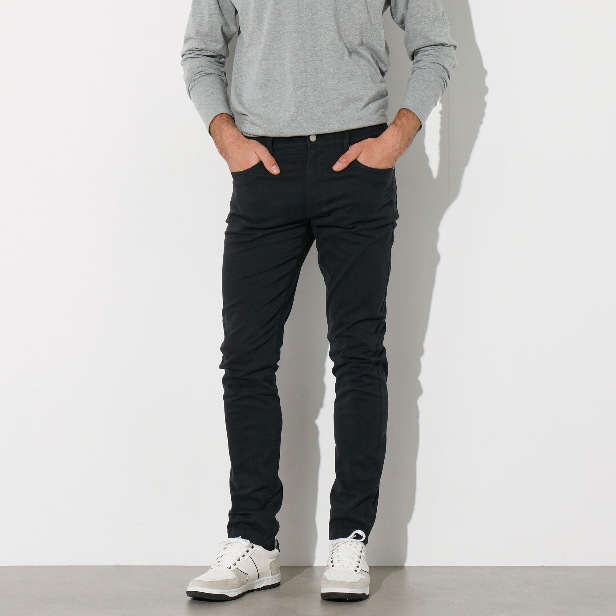Pantalon droit 5 poches twill coton extensible