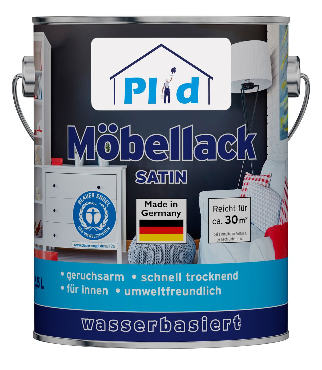 Plid Premium Möbellack Weisslack Türenlack Holzlack Spielzeugfarbe Weiß - Seidenglänzend