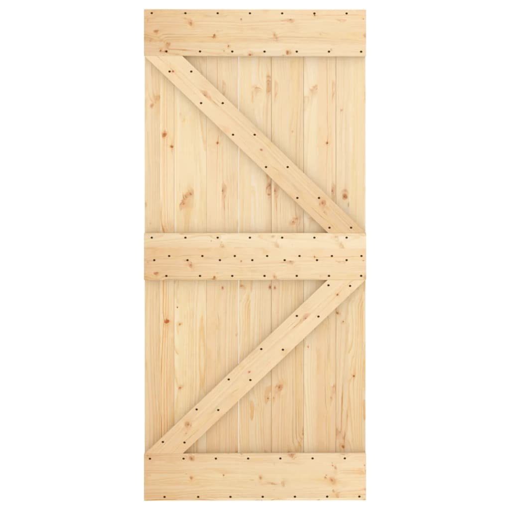 vidaXL Zimmertür Schiebetür mit Beschlag 95x210 cm Massivholz Kiefer Zimmertür Innentür