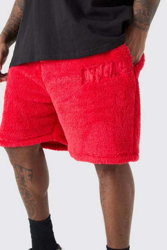 Plus lockere mittellang Borg-Shorts mit Bandana-Print