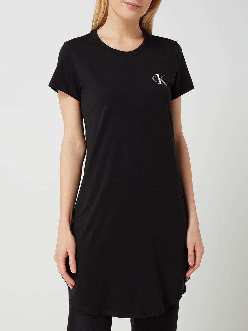Pyjama-Oberteil mit Logo-Print in schwarz
